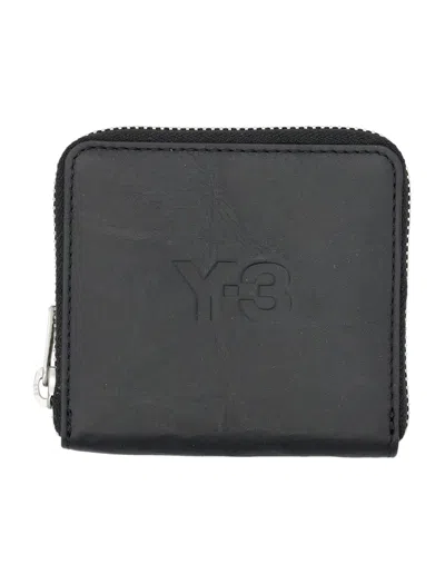 Y-3 ALL-AROUND ZIP CRINKLE LEATHER WALLET