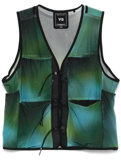 Y-3 All-over Print Mesh Vest In Green
