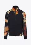 Y-3 Abstract Print Long Sleeve High Collar Jacket In Black