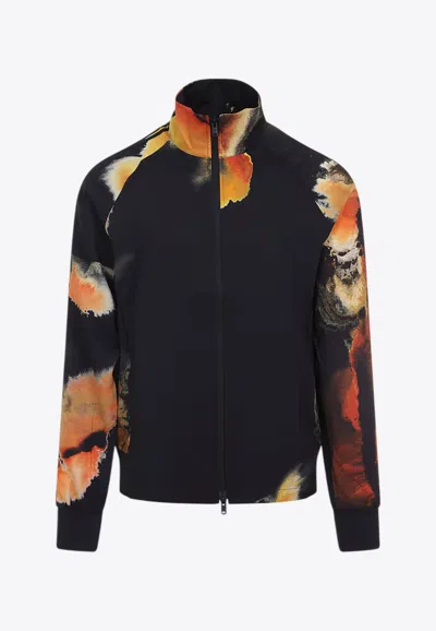 Y-3 Abstract Print Long Sleeve High Collar Jacket In Black