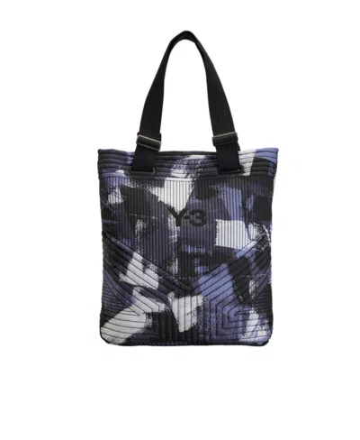 Y-3 Aop Brush-stroke Print Tote Bag In Black