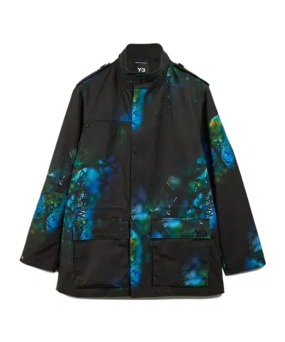 Y-3 Aop Field Jacket In Black/blue Multicolor