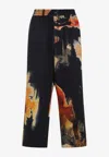 Y-3 Relaxed Fit Black Trousers With Abstract Pattern In Black