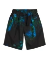 Y-3 Allover Print Belted Ripstop Shorts In Black