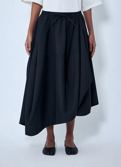 Y-3 Asymmetric Gathered Midi Skirt In Black