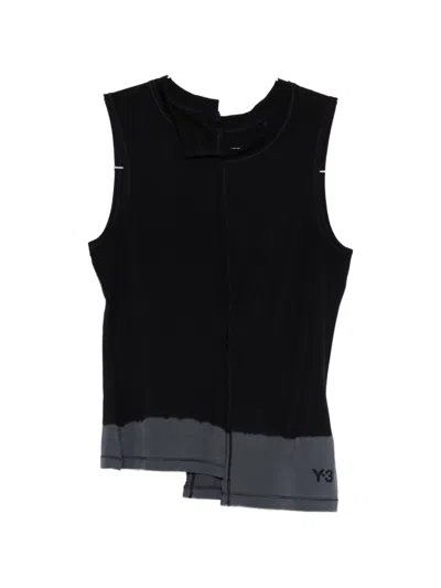 Y-3 Sleeveless Top Two Tone Asymmetric Hem In Black