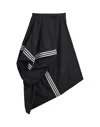 Y-3 Asymmetrical Black Midi Skirt With Triple Stripe Accents In Black