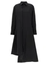Y-3 Asymmetrical Hem Cotton Blend Chemisier Dress In Black