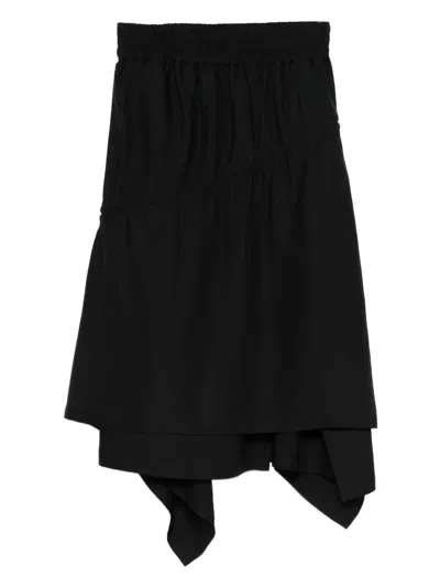 Y-3 ASYMMETRICAL MIDI SKIRT IN TWILL