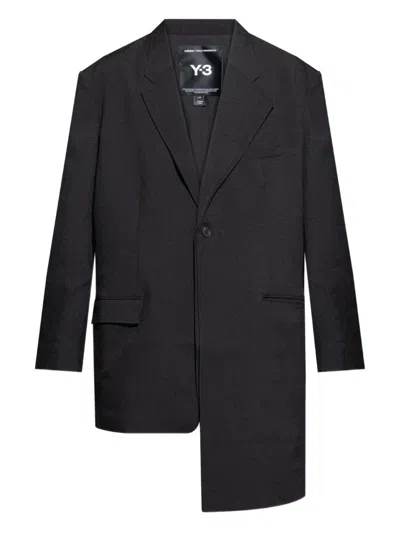 Y-3 Asymmetrical Single-button Blazer In Black
