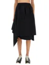 Y-3 Asymmetrical Black Midi Skirt With Layered Panels And Gathered Waist In Black