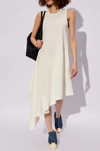 Y-3 Asymmetrical Sleeveless Dress In White
