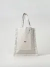 Y-3 Adidas Y 3 Black Leather And Canvas Tote Bag With Logo In White
