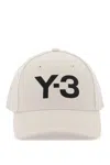 Y-3 Y 3 Gray Cotton Cap With Large Logo And Curved Brim In White