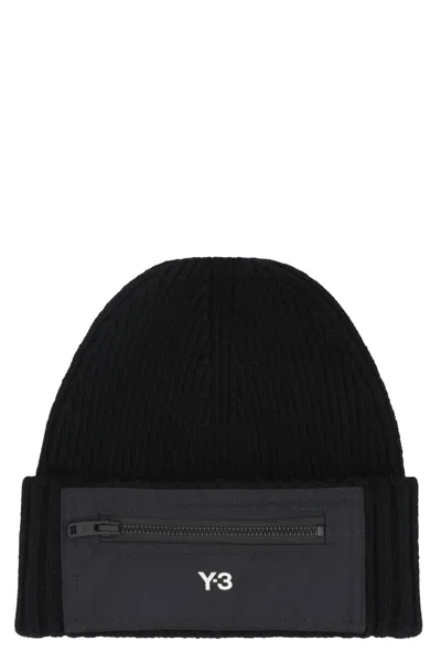 Y-3 Beanie Ribbed Knit Beanie In Black