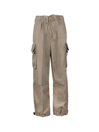 Y-3 Beige Cargo Pants With Logo Print And Pleat Detailing In Tan