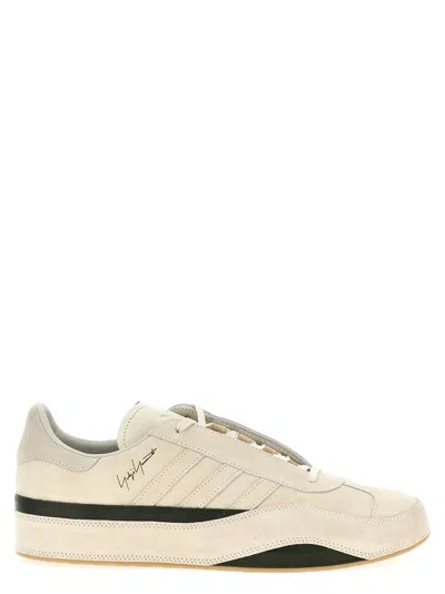 Y-3 Beige Gazelle Lace Up Sneakers In White