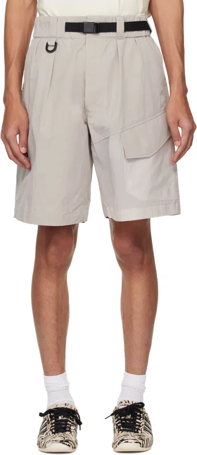 Y-3 Beige Ut Wideleg Cargo Shorts In Gray