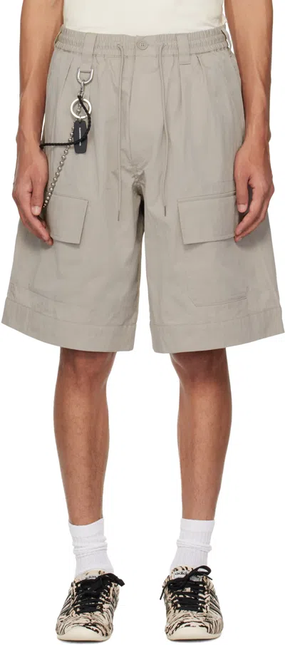 Y-3 Beige Wide Leg Cargo Shorts In Brown