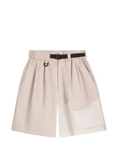 Y-3 Wide Leg Shorts Belt Loops D Ring In Neutral
