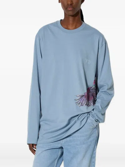 Y-3 Bird-print Long-sleeve Top In Black