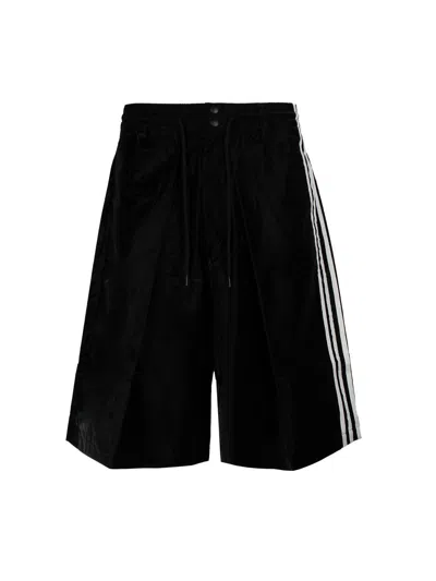 Y-3 Black 3-stripes Bermuda Shorts For Men