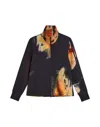 Y-3 Black Abstract Floral Print High-collar Jacket In Black