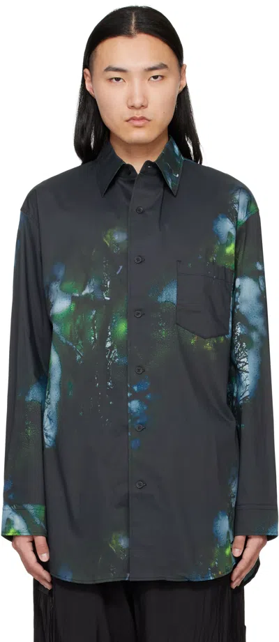 Y-3 Black & Blue Allover Print Shirt In Multicolour