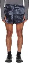 Y-3 Black & Gray Aop Running Shorts In Blue
