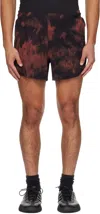 Y-3 Black & Orange Aop Running Shorts In Brown