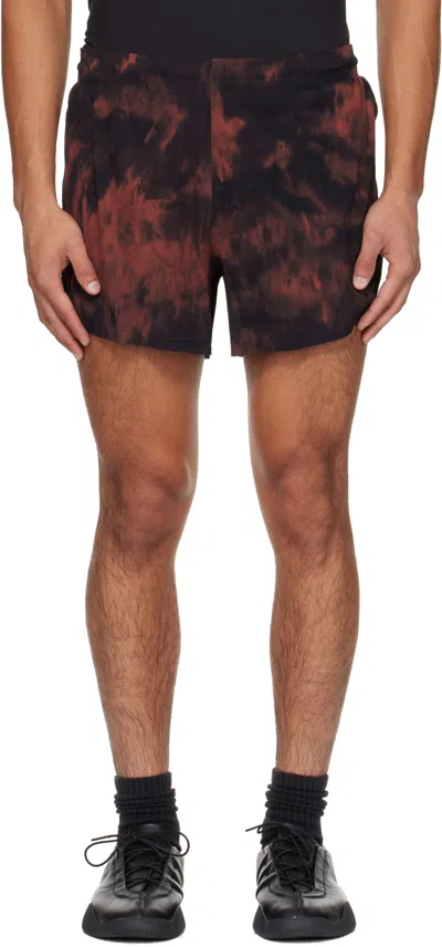 Y-3 Black & Orange Aop Running Shorts In Brown