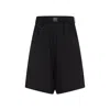 Y-3 Black Bermuda Shorts With Adjustable Belt And Practical Pockets
