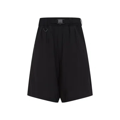 Y-3 Black Bermuda Shorts With Adjustable Belt And Practical Pockets