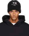 Y-3 Black Chunky Knit Beanie In Brown