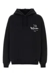 Y-3 Graphic-print Black Cotton Hoodie With Drawstring Hood In Black