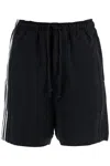 Y-3 Black Cotton Shorts With White Stripes