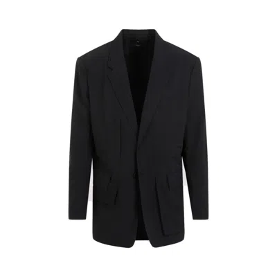 Y-3 BLACK CRINKLE NYLON BLAZER