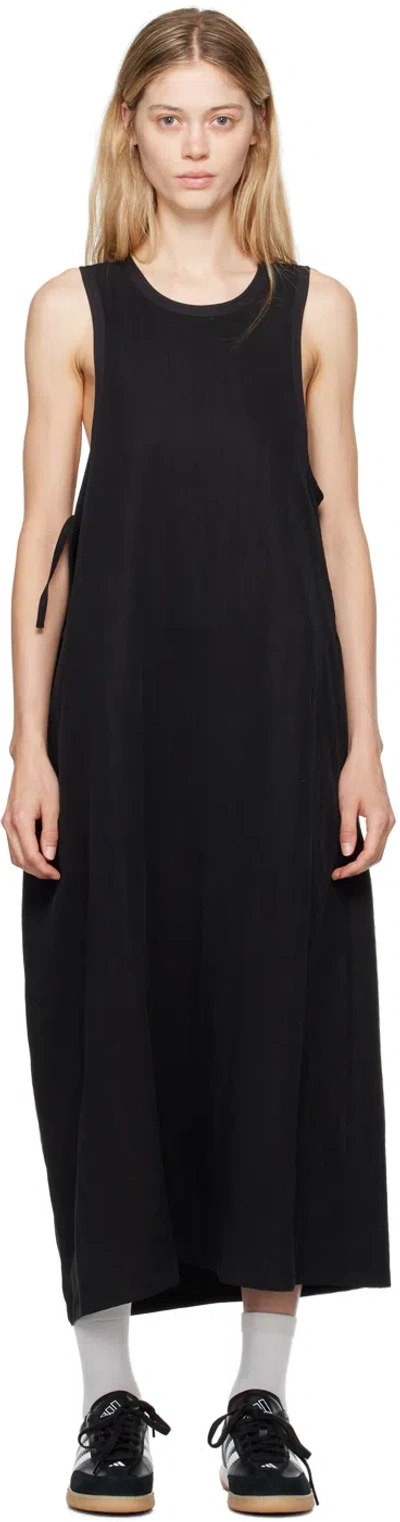 Y-3 BLACK DRAWSTRING MIDI DRESS