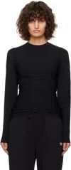 Y-3 Black Fitted 3-stripes Long Sleeve Knit T-shirt In Black