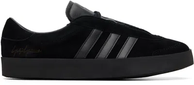 Y-3 Gazelle Leather Lace Up Low Top Shoes In Black