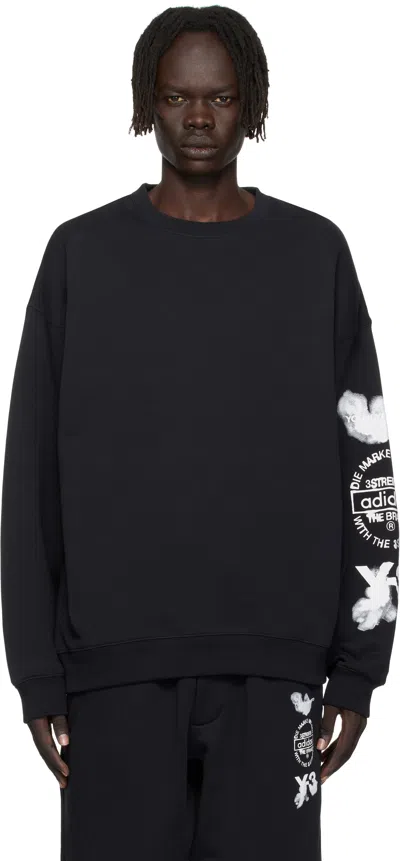 Y-3 BLACK GRAPHIC CREW SWEATSHIRT