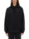Y-3 Black Graphic Print Hoodie With Spacious Hood In Black