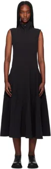 Y-3 Black Half-zip Midi Dress In Black