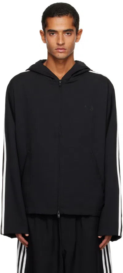Y-3 Black Hooded 3-stripe Track Jacket