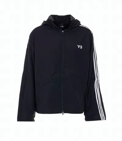 Y-3 Black Jacket With Hood And Signature Stripes