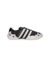Y-3 Black Leather Sneakers With Cream Accents And Iconic Stripes In Black