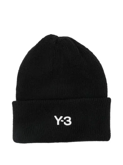 Y-3 BLACK LOGO BEANIE HAT