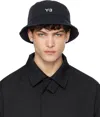 Y-3 Black Logo Bucket Hat In Black
