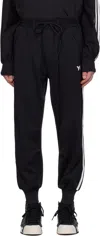 Y-3 Black M 3 Stripes Cuff Sweatpants In Black