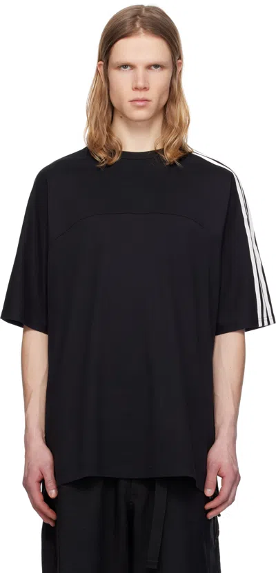 Y-3 Black T-shirt With Unique Panel Design And Contrasting Stripes
